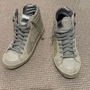 P448 Metallic Silver High-Tops